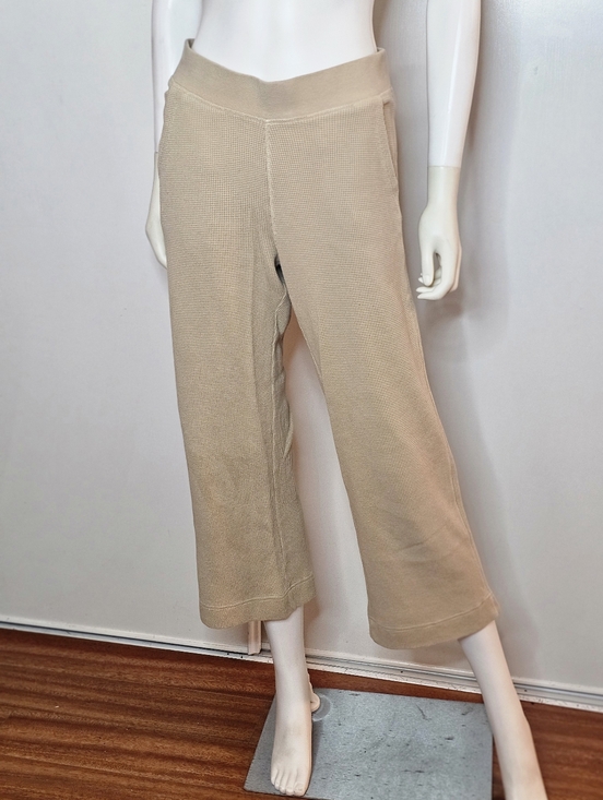 Pact Pants - Pact 100% Organic Cotton Waffle Women's Beige Wide-Leg Knit Pants Size M